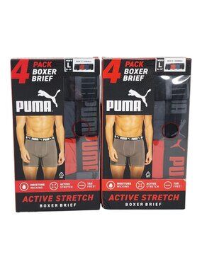 Puma Mens 8 Pack Active Stretch Boxer Briefs L Moisture Wicking Tag-Free DryCell